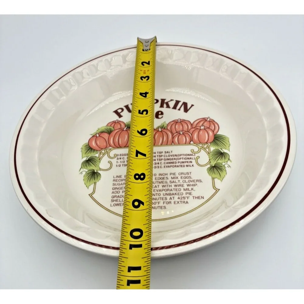 Vintage Hankook Deep Dish Ceramic Pumpkin Pie Plate Recipe Dish 10.5